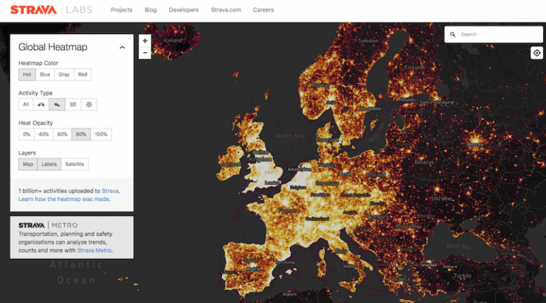 Strava's Global Heatmap reveals locations of secret military bases