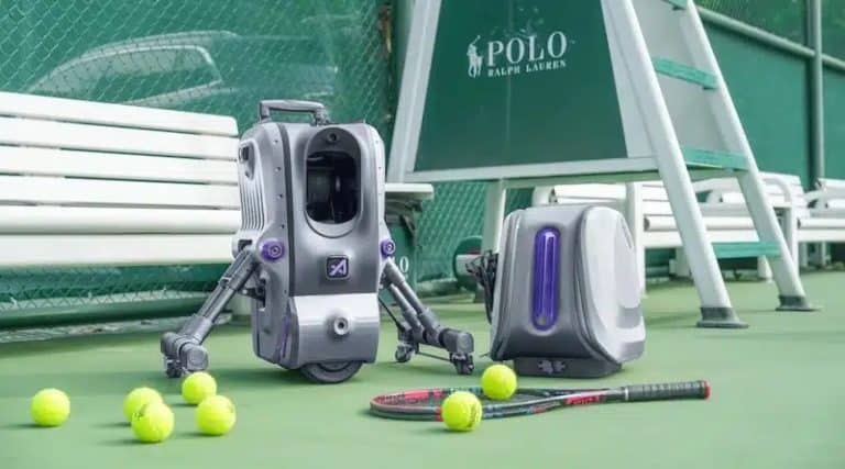 This AI tennis robot folds into a suitcase and plays like a partner