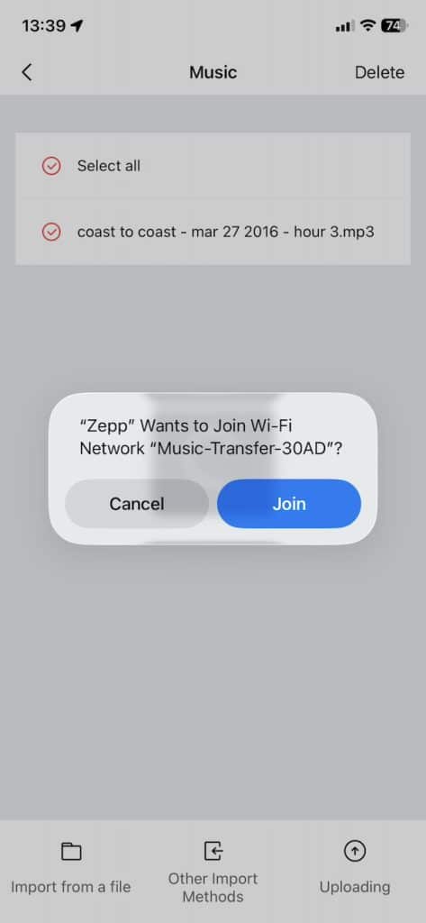 Amazfit T-Rex 3 Pro music upload