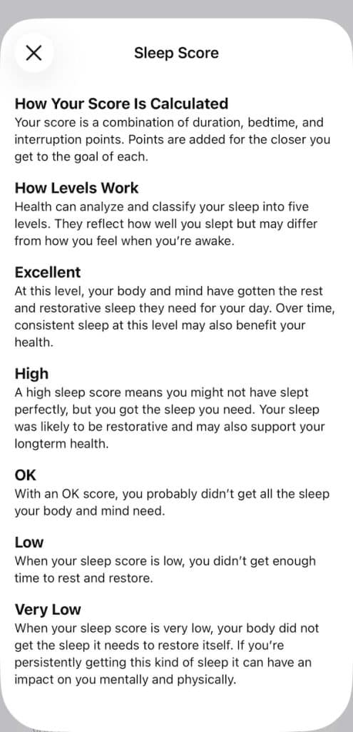 Apple Sleep Score