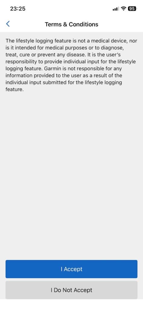 Garmin Lifestyle logging