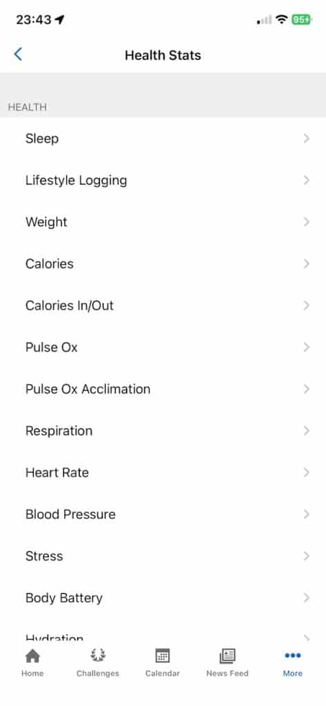Garmin Lifestyle logging