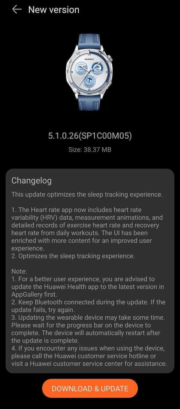 Huawei Watch GT 5 firmware adds HRV and better sleep tracking