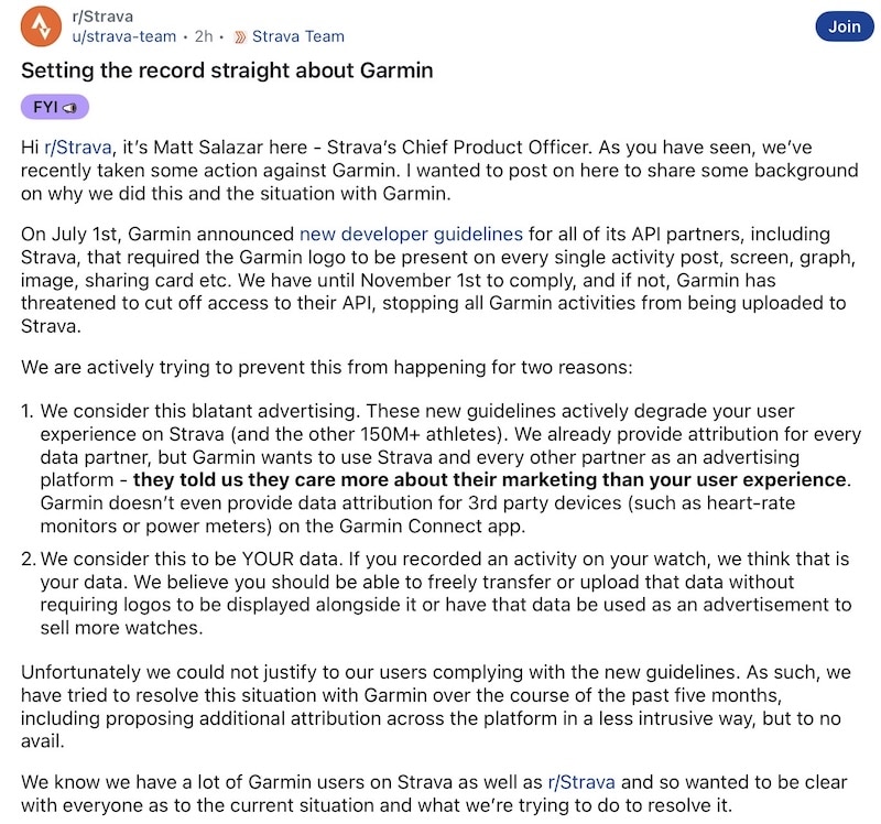 Strava response