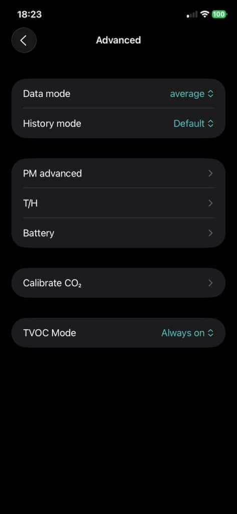 Atmotube settings