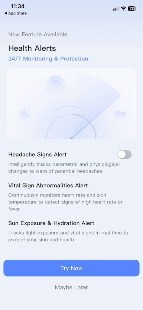 RingConn vital signs