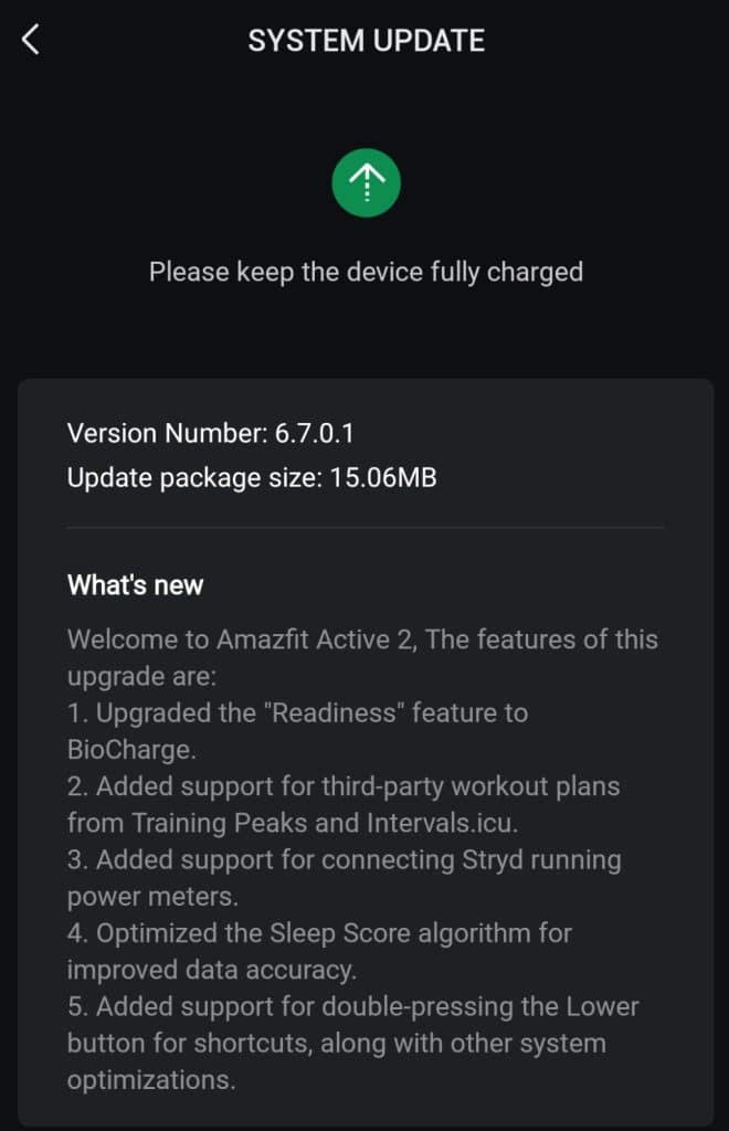 Amazfit Active 2 update 6701