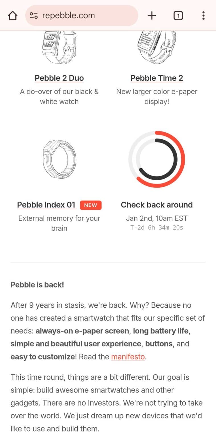 January 2 reveal ties directly to unreleased Pebble hardware