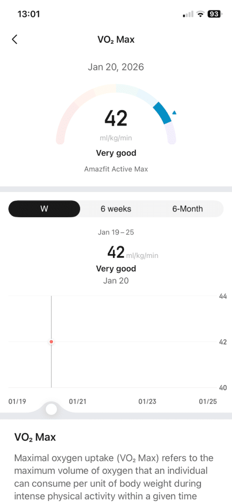 Amazfit Active Max run data