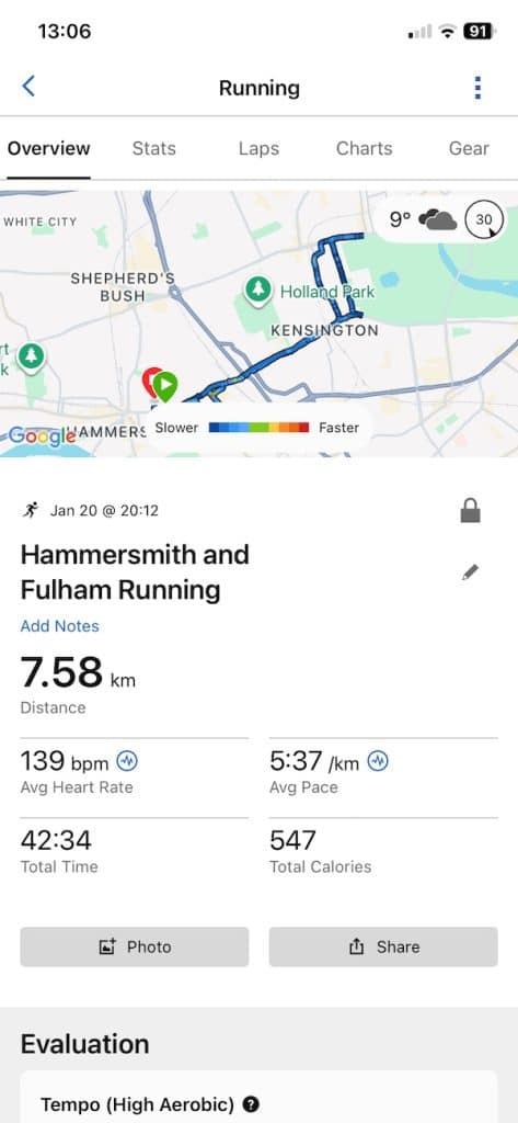 Garmin run data