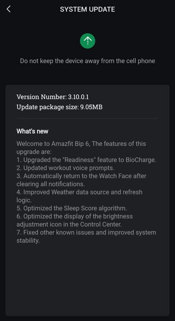 Amazfit Bip 6 update