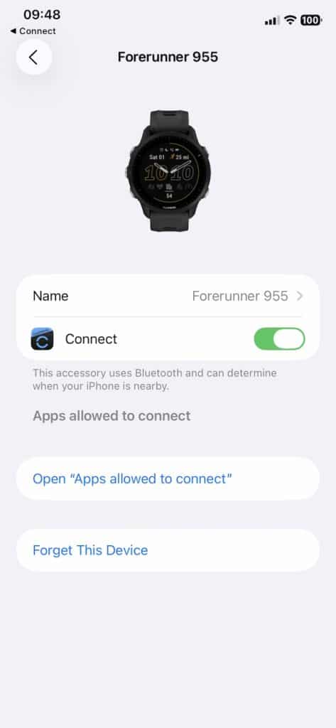 Garmin Connect permissions