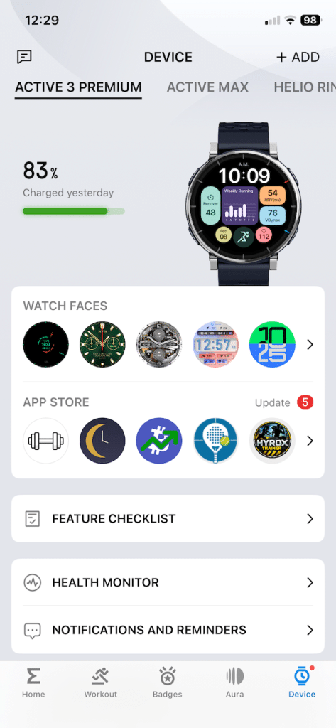 Amazfit Active 3 Preimium app
