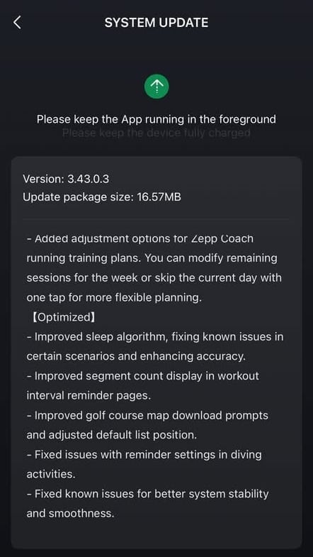 Amazfit Balance Update