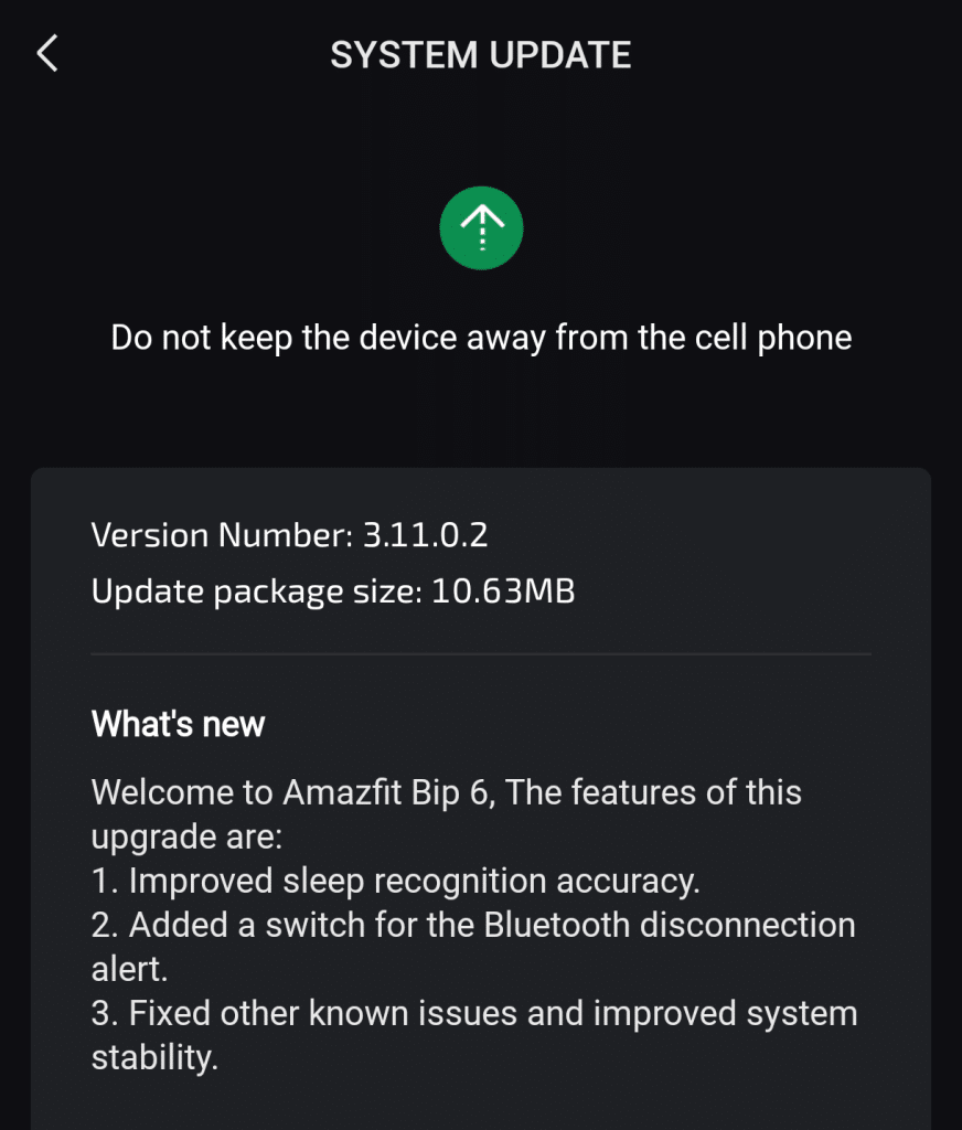 Amazfit Bip 6 update