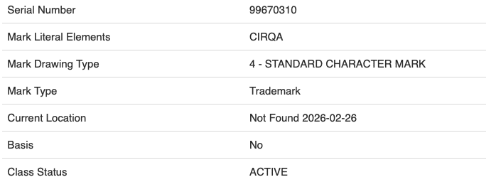 Garmin CIRQA trademark
