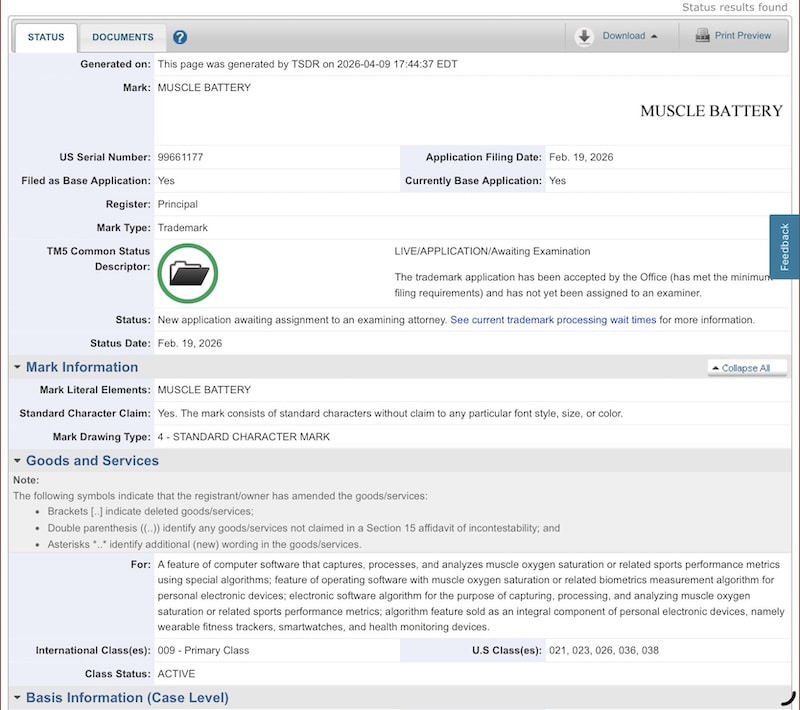 Garmin Muscle Battery