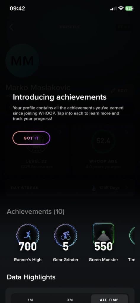 Whoop achievements