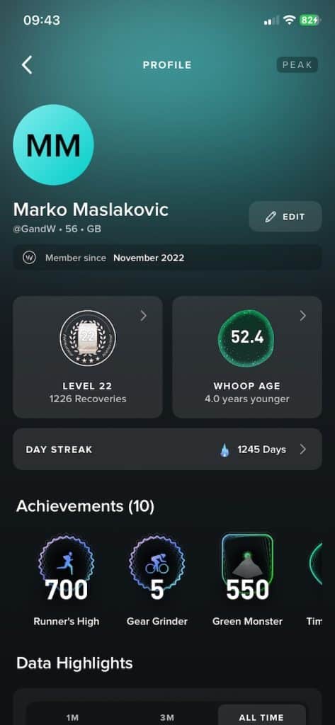 Whoop achievements