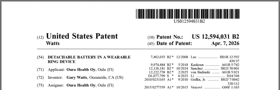 Oura removable battery