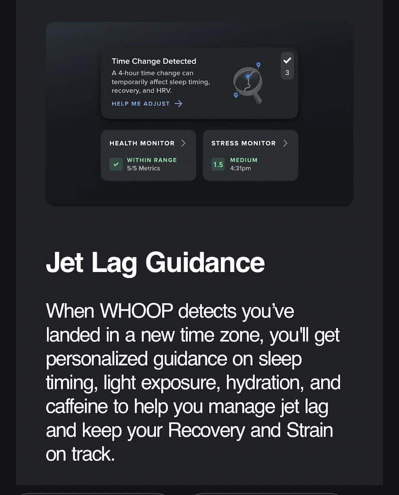 Whoop Jet Lag Advisor