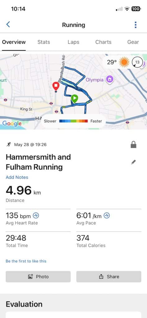 Garmin 5K run stats