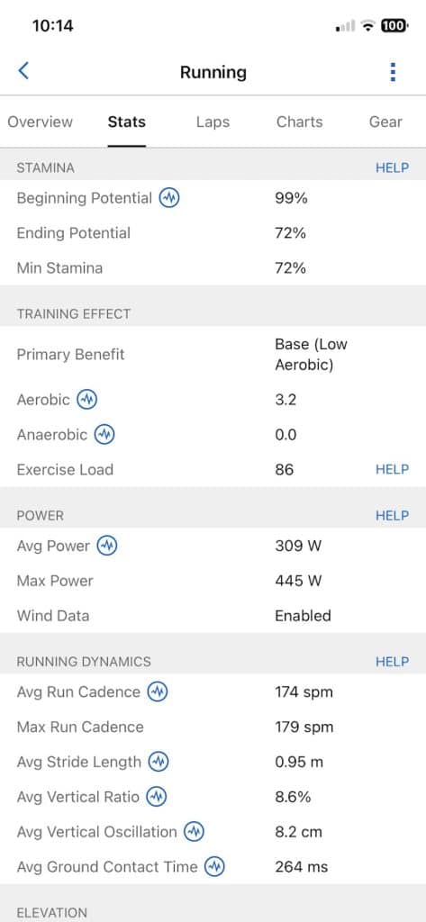 Garmin 5K run stats