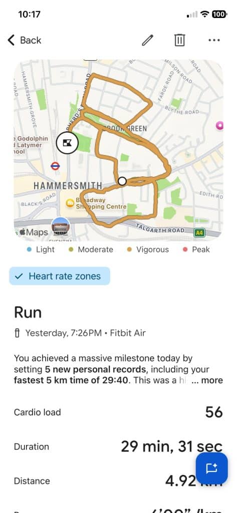 Fitbit 5K run test
