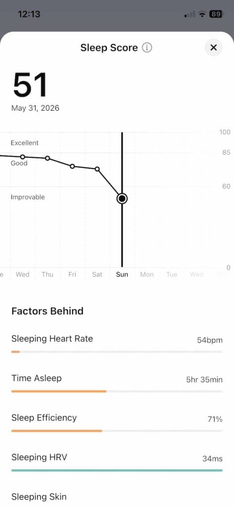 RingConn Gen 3 sleep stats