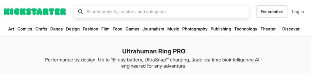 Ultrahuman Ring Pro kickstarter