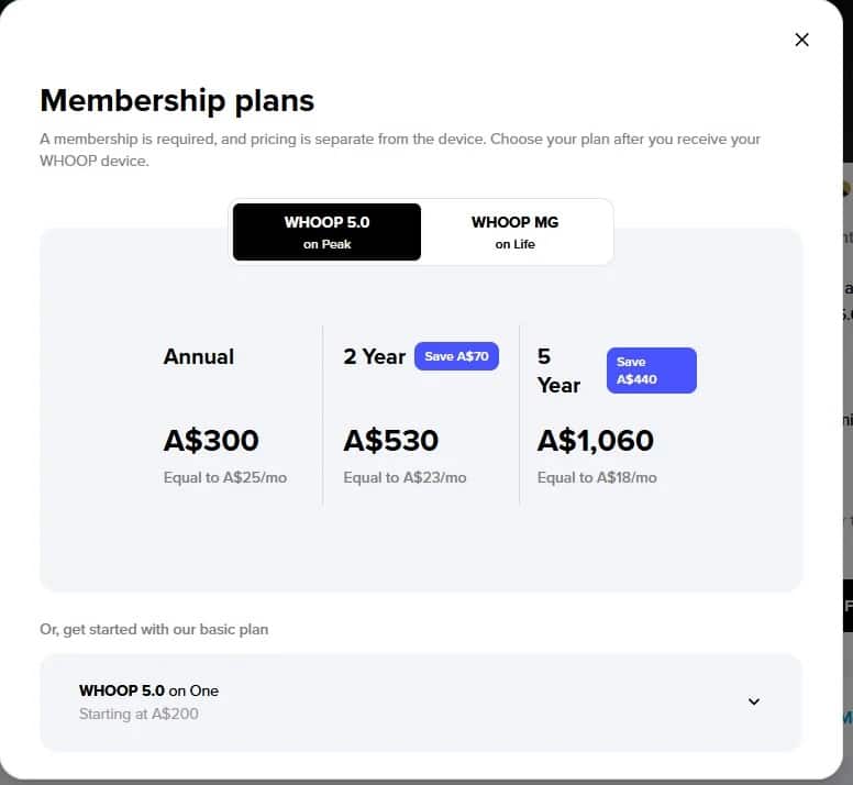 Whoop membership pricing change