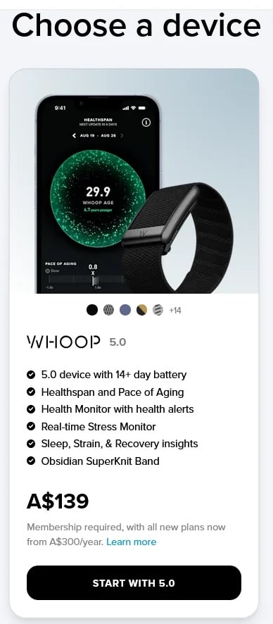 Whoop membership pricing change
