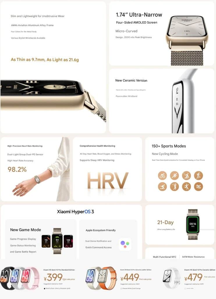 Xiaomi Smart Band 10 Pro specs