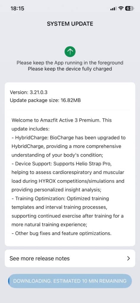 Amazfit Active 3 Premium update