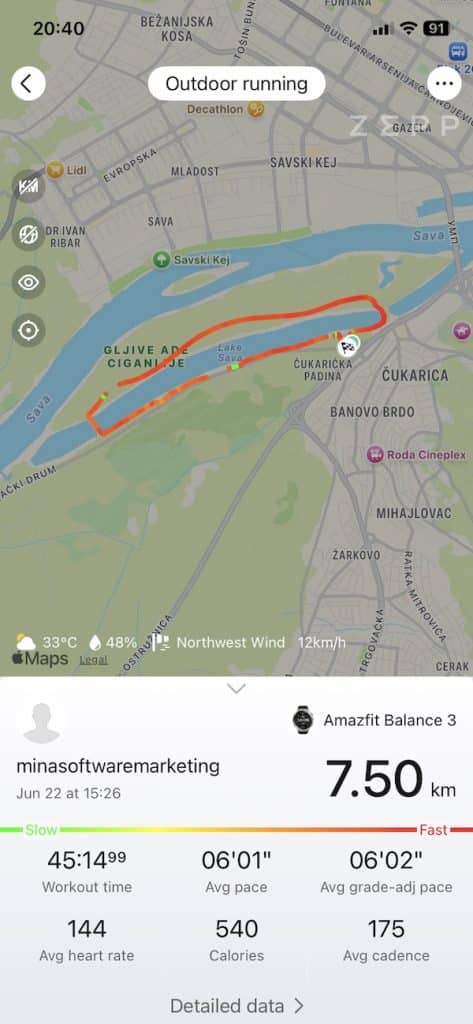 Amazfit Balance 3 7.5K run