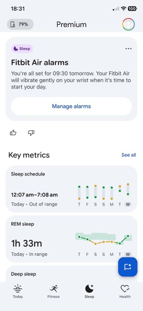 Fitbit Air alarms