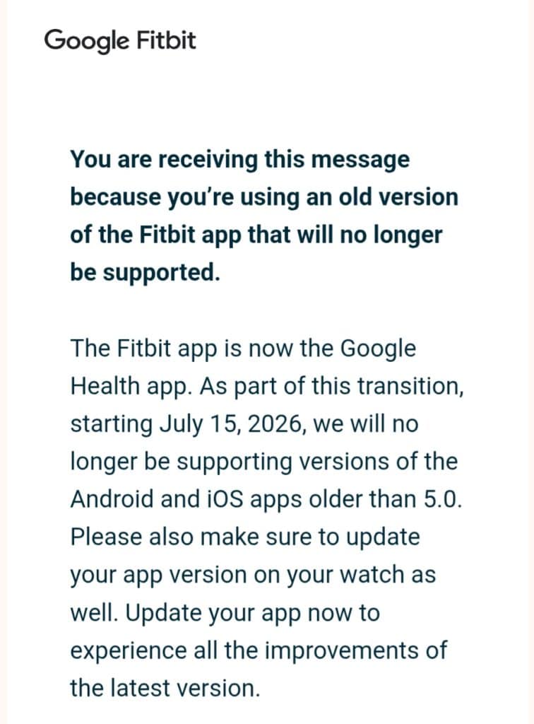 Google Fitbit message