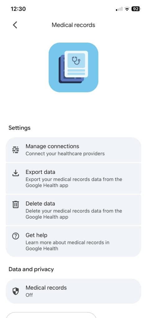 Google Health medical records