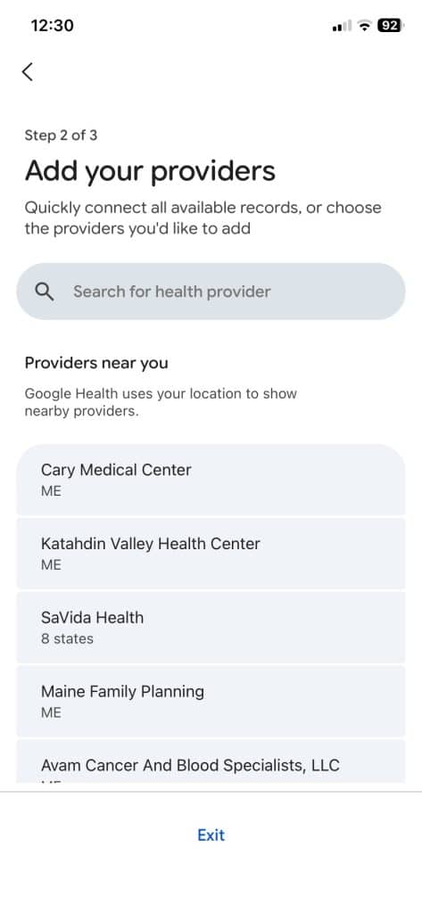 Google Health medical records
