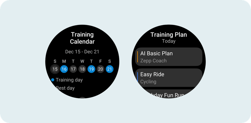 Training calendar