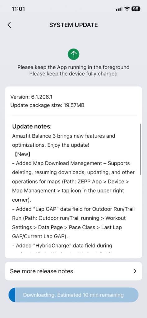 Amazfit Balance 3 update
