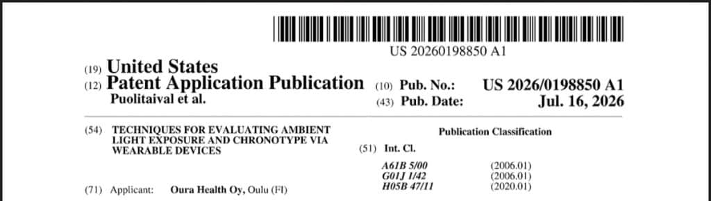 Oura patent for light exposure