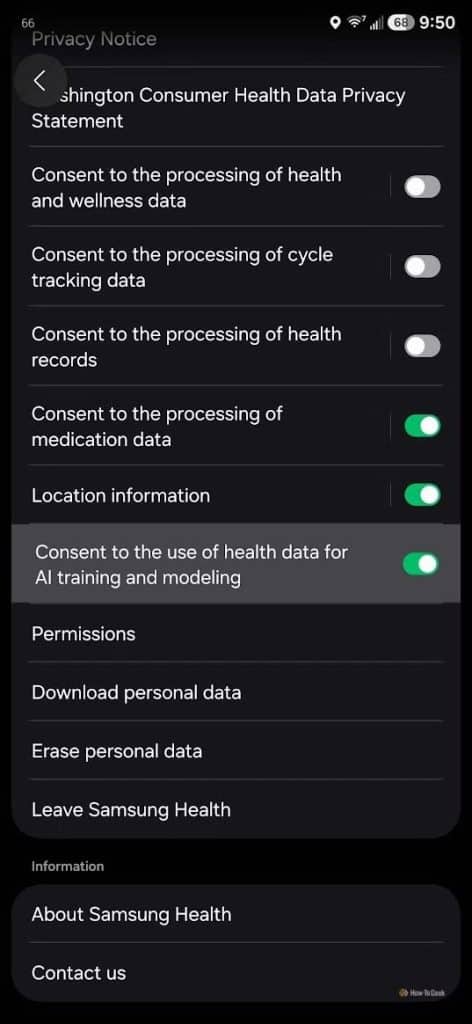 Samsung AI opt-in privacy notice
