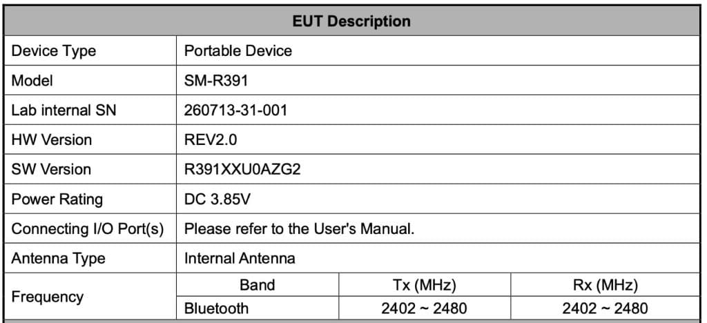 Samsung Galaxy Fit 4 regulatory docs