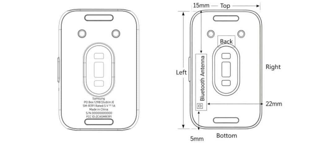 Samsung Galaxy Fit 4 regulatory docs showing design