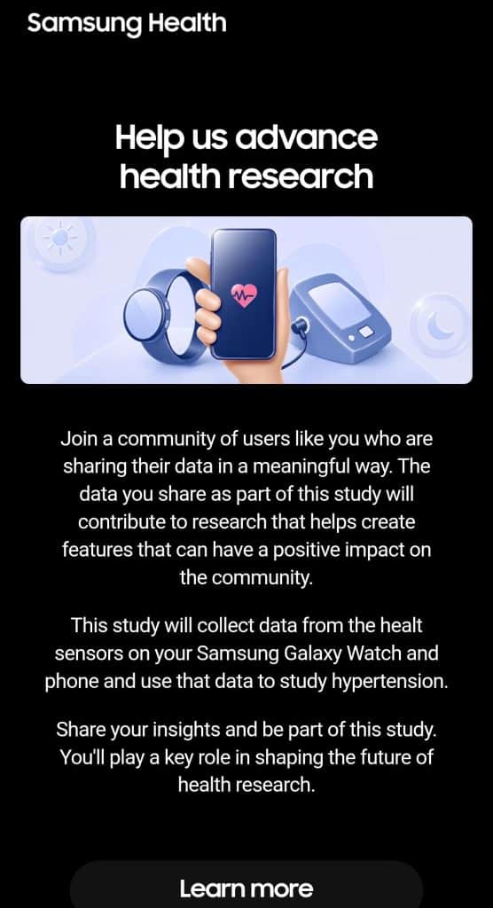 Samsung hypertension monitoring