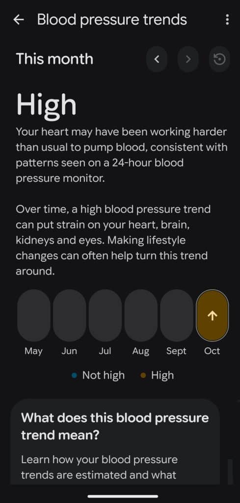 Google blood pressure results - high