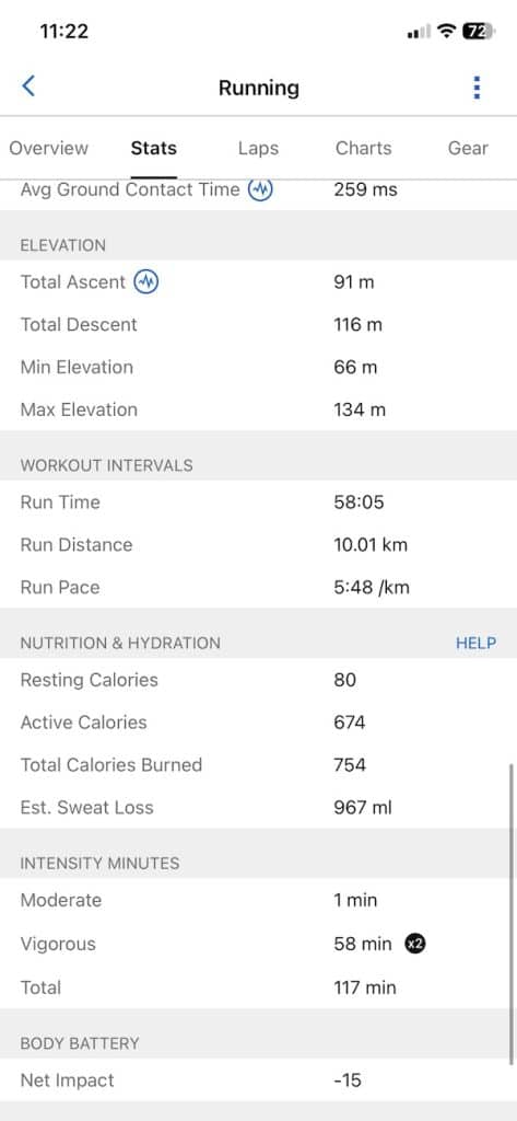 Garmin 10k run