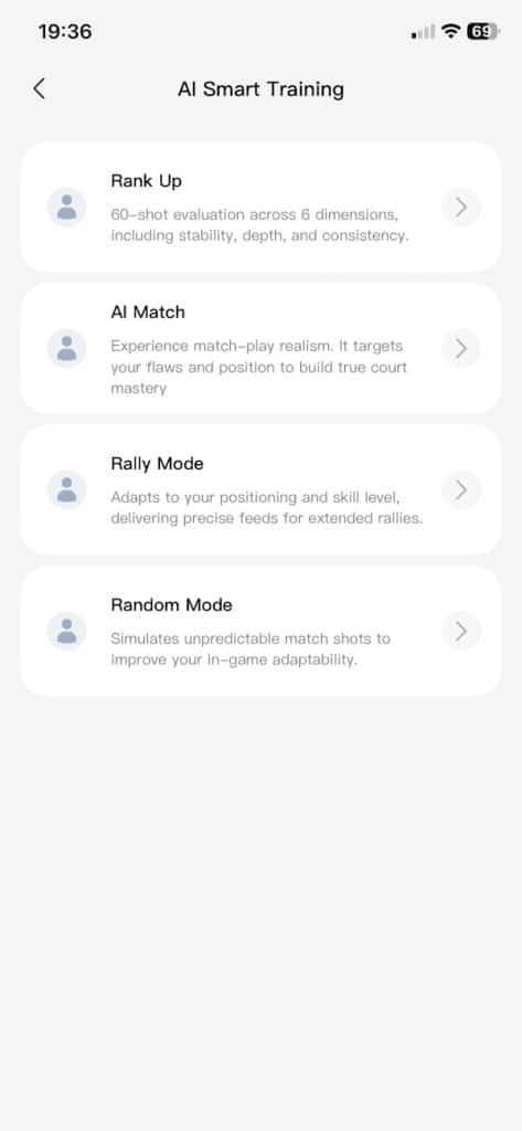 Lumistar Tero training modes
