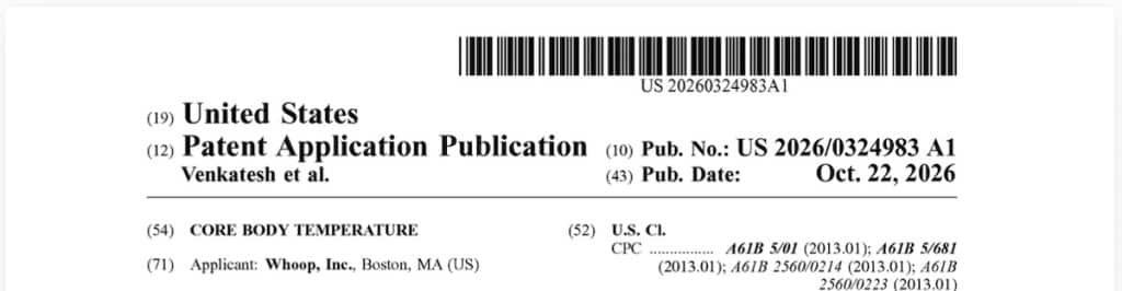 Whoop core temperature patent